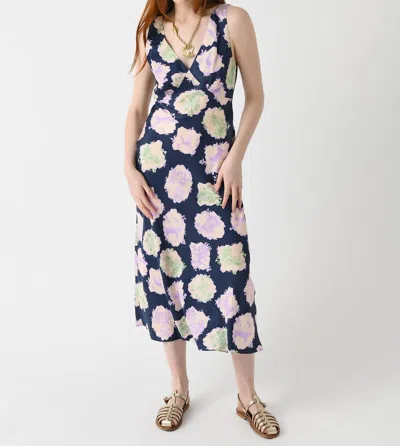 Kitri Claire Slip Dress In Navy Pasture Print In Multi