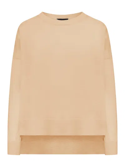 Roberto Collina Crewneck Knit Sweater In Nude & Neutrals