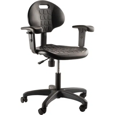 National Public Seating Nps Polyurethane Task Chair With Arms, 16"-21" Height, Black
