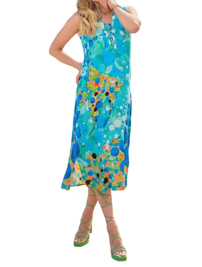 Dolcezza Big Angel Fish Mosaic Midi Dress In Blue In Blue