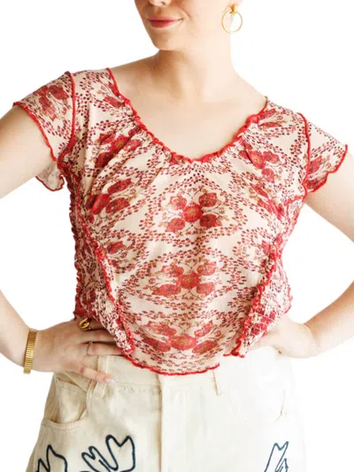 Free People Oh My Baby Crop Mesh T-shirt In Multi