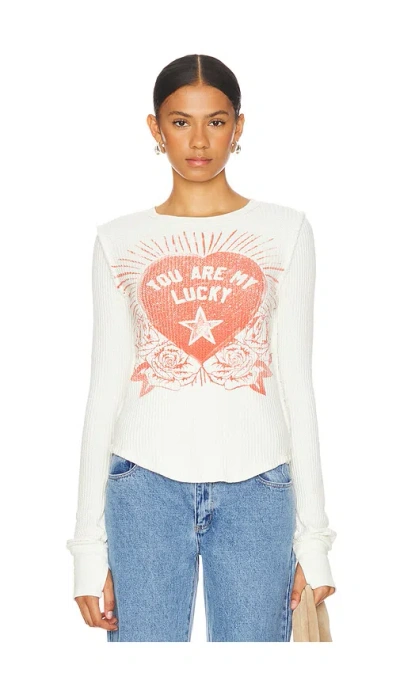 Free People Lucky Locket Thermal Graphic T-shirt In Ivory