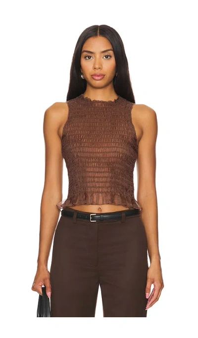 Apres Studio Ruched Silk Tank In Tan