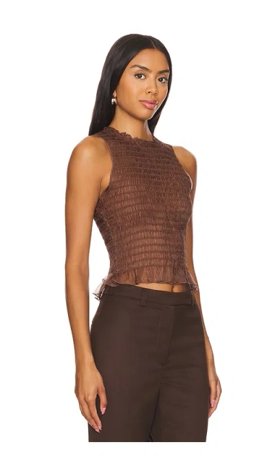 Apres Studio Ruched Silk Tank In Tan