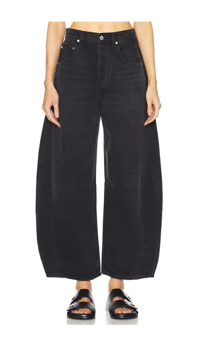 Citizen Of Humanity Horseshoe Cropped Raw Hem Jeans In Black