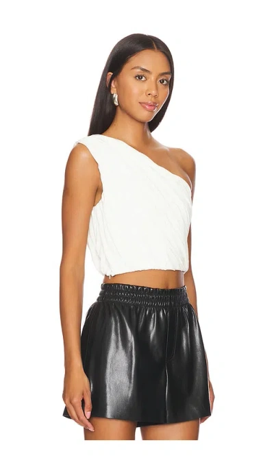 Alice And Olivia Jeane Draped Cropped Top In White
