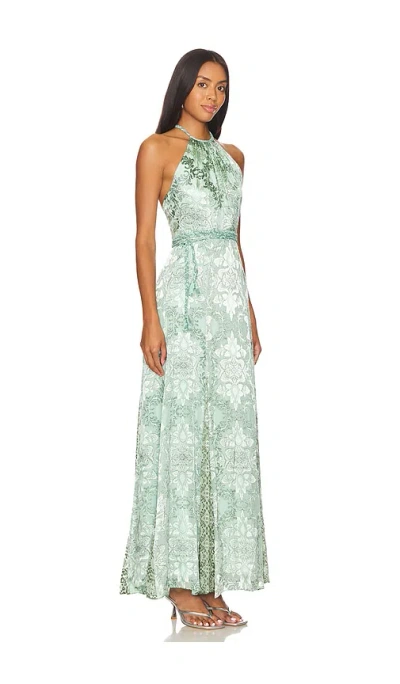 Alice And Olivia Danika Halter Maxi Dress With Belt In Teal
