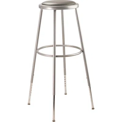 National Public Seating Nps 32"-39" Height Adjustable Heavy Duty Vinyl Padded Steel Stool, Grey