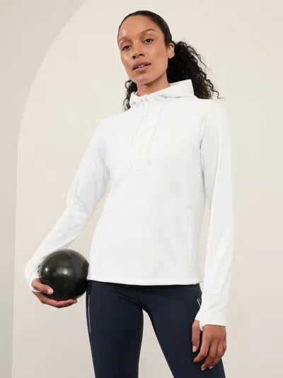 Shop Athleta Unstoppable Fleece Lined Half Zip Sweatshirt In Bright White