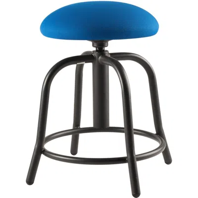 National Public Seating Nps 18"-25" Height Adjustable Designer Stool, 3" Fabric Padded Cobalt Blue Seat, Black Frame