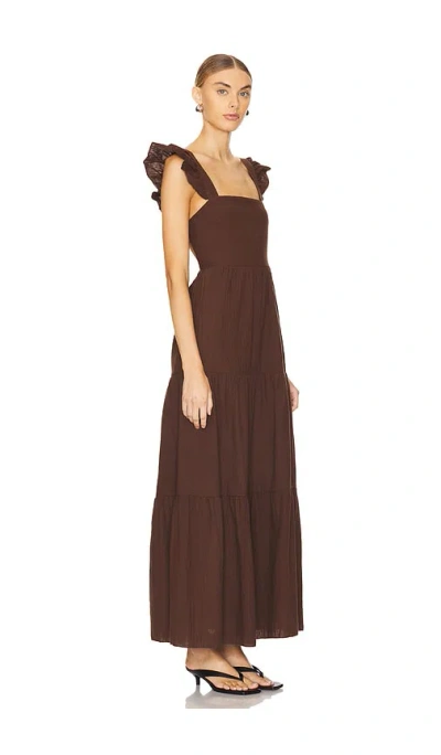 Sndys X Revolve Peaches Linen Dress In Chocolate