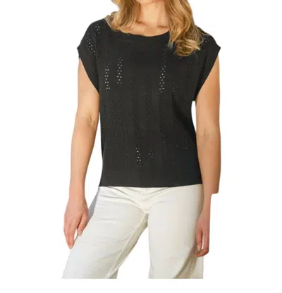 Red Haute Oversized Pointelle Tee In Black In Black