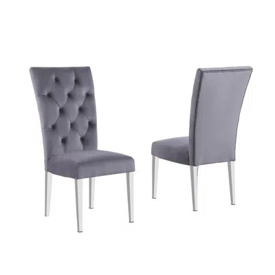 Best Master Furniture Layla Modern Velvet Upholstered Side Chairs In Gray (set Of 2)