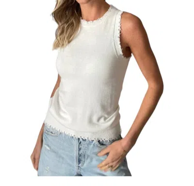 Six/fifty Emily Fringe Tank Top In Ivory In Multi