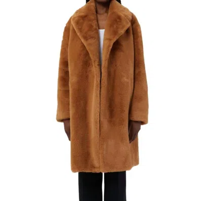 Apparis Blair Faux Fur Mid Length Coat In Brown
