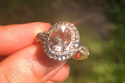 Pre-owned Le Vian Levian Ring Peach Morganite Chocolate Vanilla Diamonds 1.81ct 14k Rose Gold In Pink