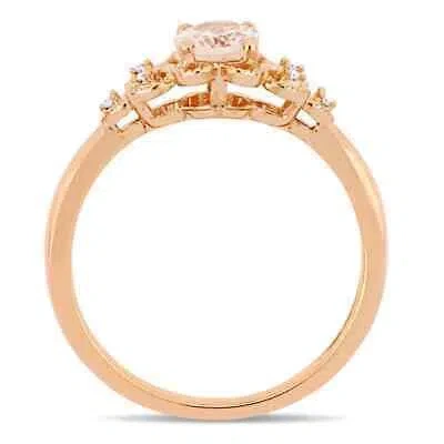 Pre-owned Amour 3/4 Ct Tgw Morganite And Diamond Filigree Ring In 10k Rose Gold In Check Description