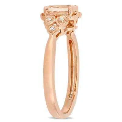 Pre-owned Amour 3/4 Ct Tgw Morganite And Diamond Filigree Ring In 10k Rose Gold In Check Description