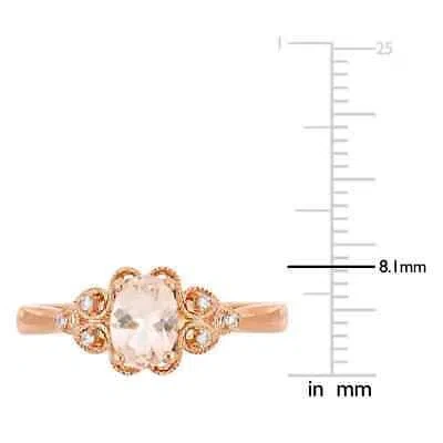 Pre-owned Amour 3/4 Ct Tgw Morganite And Diamond Filigree Ring In 10k Rose Gold In Check Description