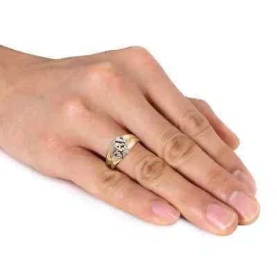 Pre-owned Amour Diamond Men's "dad" Ring In 10k Yellow Gold In Check Description