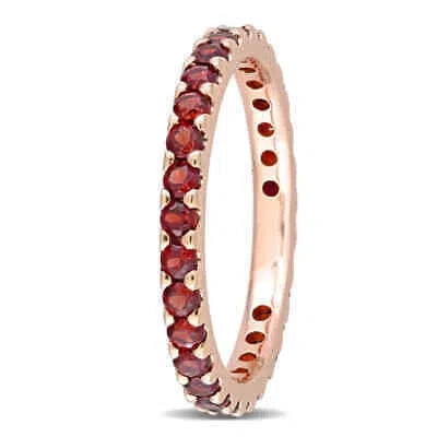 Pre-owned Amour 1 1/5 Ct Tgw Garnet Eternity Ring In 10k Rose Gold In Pink