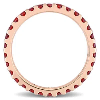 Pre-owned Amour 1 1/5 Ct Tgw Garnet Eternity Ring In 10k Rose Gold In Pink