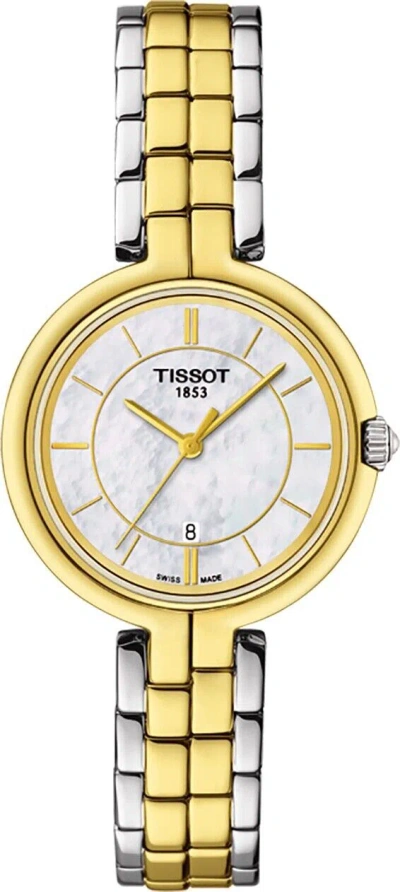 Pre-owned Tissot T-lady Flamingo White Mop Two Tone Women's 30mm Watch T0942102211101