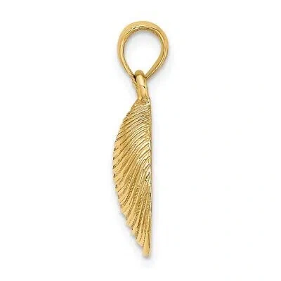 Pre-owned Diamond2deal 14k Yellow Gold Textured Clam Shell Charm Pendant Gift For Women
