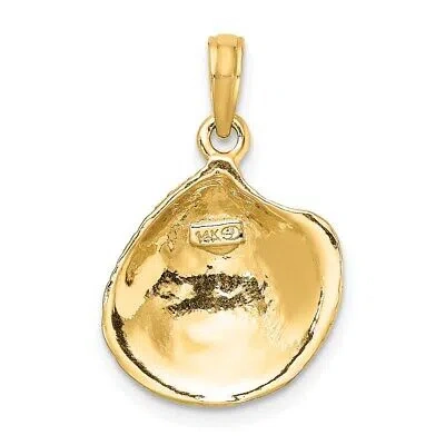 Pre-owned Diamond2deal 14k Yellow Gold Textured Clam Shell Charm Pendant Gift For Women