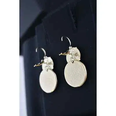 Pre-owned Chanel 22p Free Spirit Cc Gold Logo Circle Dangle Drop Statement Hoop Earrings