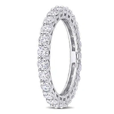 Pre-owned Amour 1 1/2 Ct Dew Created Moissanite Eternity Ring In 10k White Gold