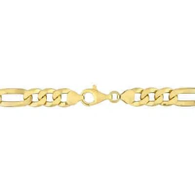 Pre-owned Amour 8.9mm Flat Figaro Chain Necklace In Yellow Plated Sterling Silver, 22 In