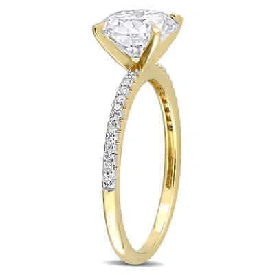 Pre-owned Amour 1 4/5 Ct Dew Created Moissanite And 1/10 Ct Tdw Diamond Engagement Ring In In Yellow
