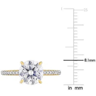 Pre-owned Amour 1 4/5 Ct Dew Created Moissanite And 1/10 Ct Tdw Diamond Engagement Ring In In Yellow