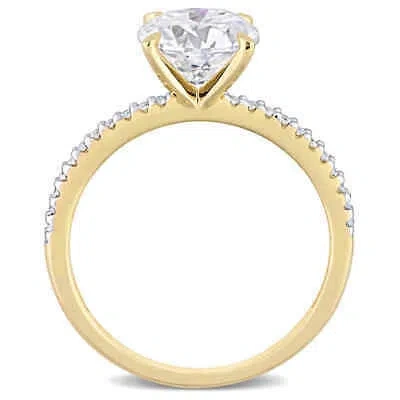 Pre-owned Amour 1 4/5 Ct Dew Created Moissanite And 1/10 Ct Tdw Diamond Engagement Ring In In Yellow