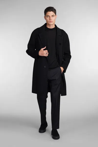 Shop Low Brand Coat Double Coat In Black