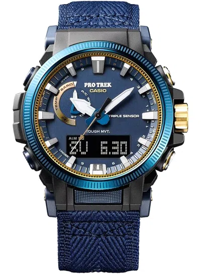 Pre-owned Casio Pro Trek Prw-61ss-2jr 50th Anniversary Limited Solar Radio Men Watch Blue