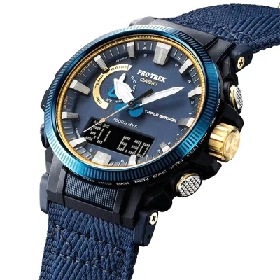 Pre-owned Casio Pro Trek Prw-61ss-2jr 50th Anniversary Limited Solar Radio Men Watch Blue
