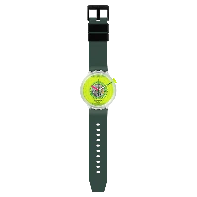 Pre-owned Swatch Big Bold Sb05k400 Blinded By Neon Watch W/box
