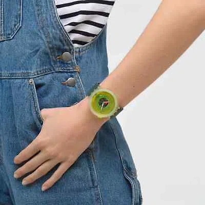 Pre-owned Swatch Big Bold Sb05k400 Blinded By Neon Watch W/box
