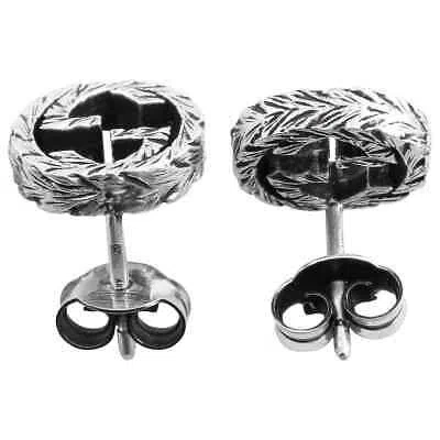 Pre-owned Gucci Engraved Interlocking Earrings In Silver