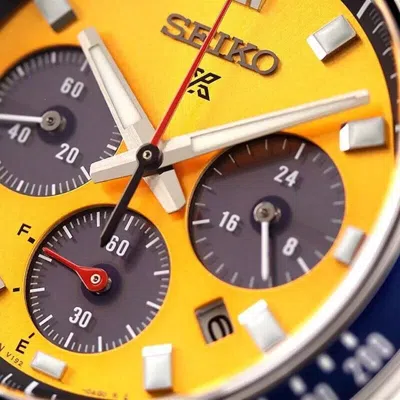 Pre-owned Seiko Prospex Sbdl117 Speedtimer Yellow Dial Solar Chronograph Men Watch