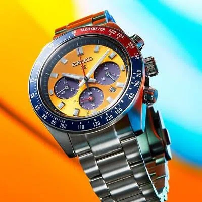 Pre-owned Seiko Prospex Sbdl117 Speedtimer Yellow Dial Solar Chronograph Men Watch