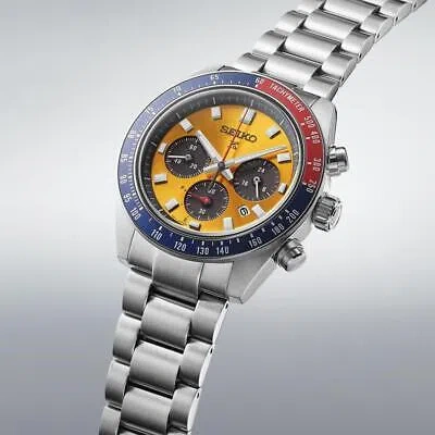 Pre-owned Seiko Prospex Sbdl117 Speedtimer Yellow Dial Solar Chronograph Men Watch