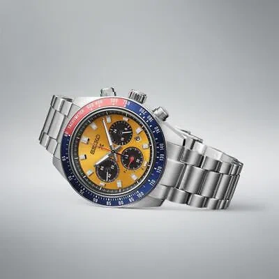Pre-owned Seiko Prospex Sbdl117 Speedtimer Yellow Dial Solar Chronograph Men Watch