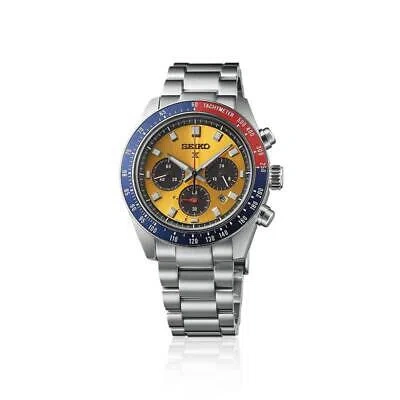 Pre-owned Seiko Prospex Sbdl117 Speedtimer Yellow Dial Solar Chronograph Men Watch