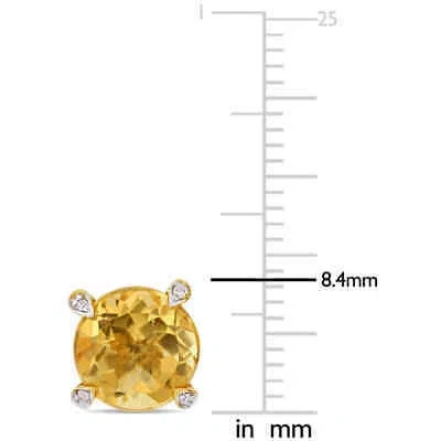 Pre-owned Amour 3 5/8 Ct Tgw Citrine And 1/10 Ct Tw Diamond Martini Stud Earrings In 10k In Yellow