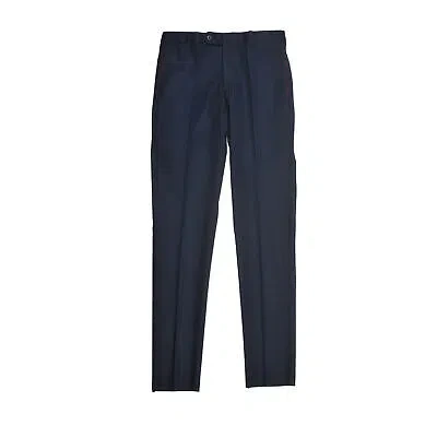 Pre-owned Isaia Men's 100% Cotton Navy Blue Casual Pants/trouser