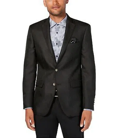 Pre-owned Tallia Mens Geometric Two Button Blazer Jacket In Blackgrey