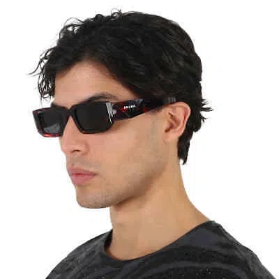 Pre-owned Prada Grey Rectangular Men's Sunglasses Pr 06ys 06v5s0 53 Pr 06ys 06v5s0 53 In Gray